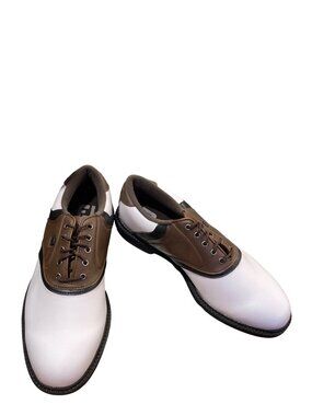Foot Joy mens white brown leather rubber golf shoes sneakers sz 8.5M SKU 9992